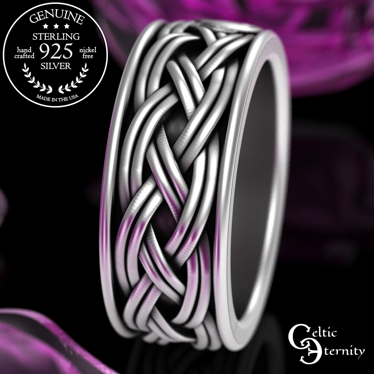 Sterling Men's Scottish Thistle Claddagh Wedding Band, 3359