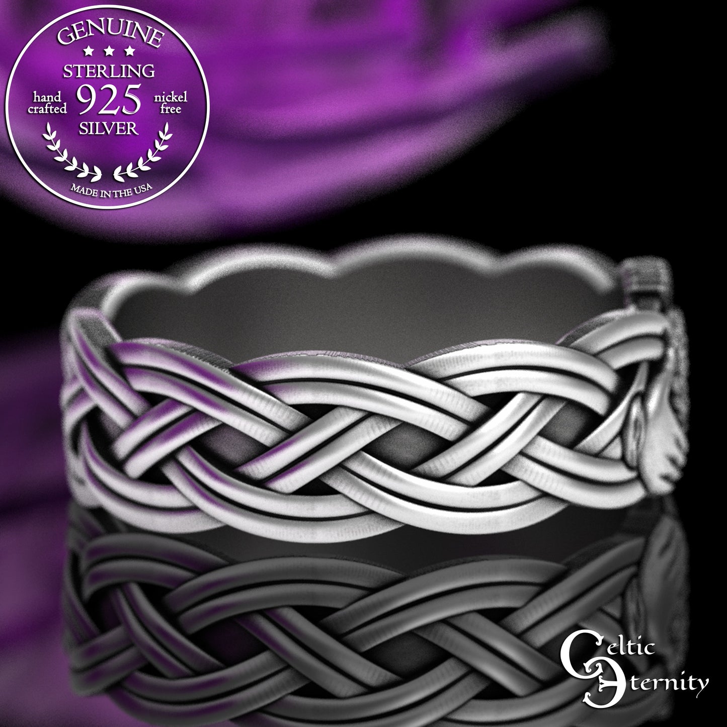 Sterling Women's Thistle Heart & Claddagh Hands Wedding Band, 3360