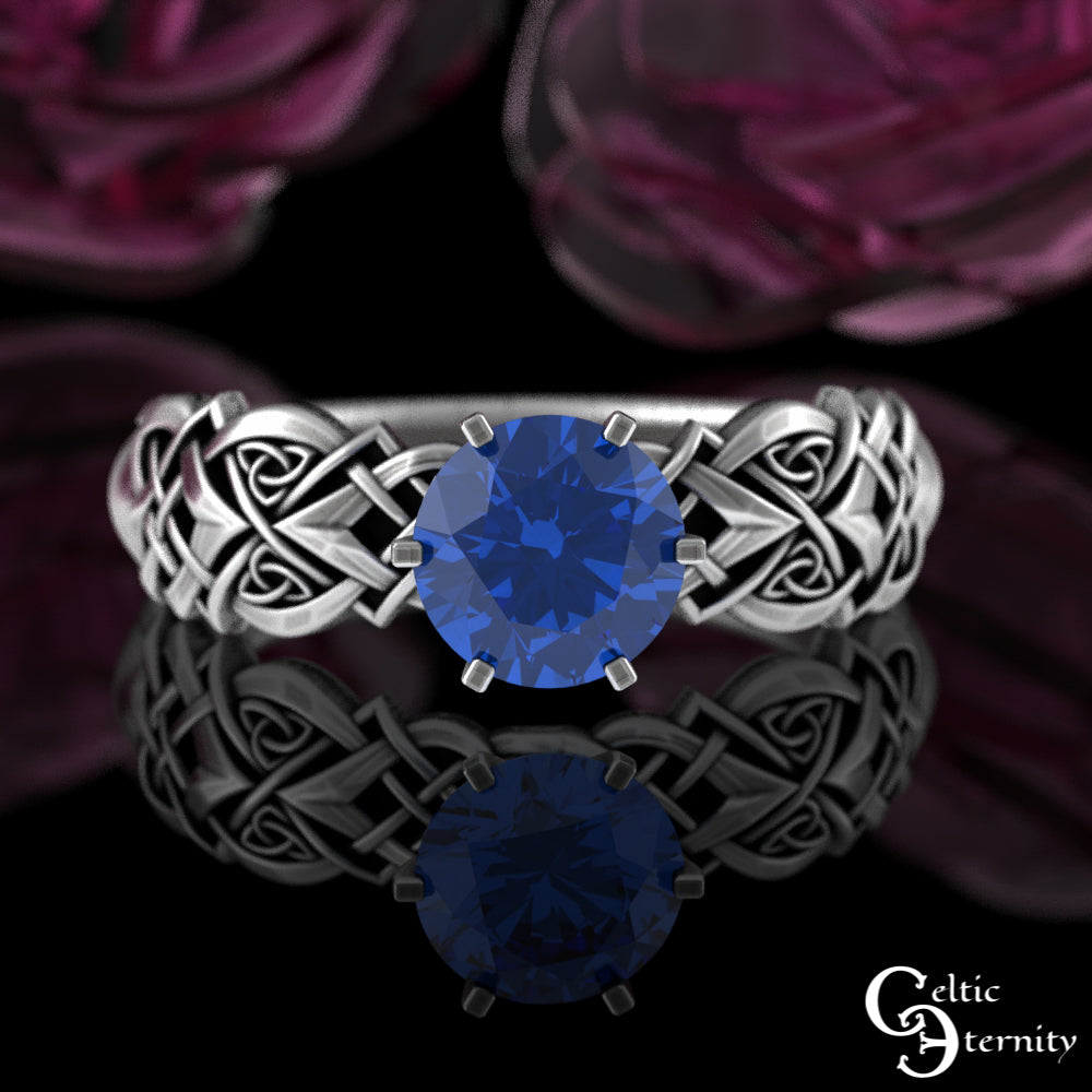 Sterling Celtic Woven Heart Engagement Ring - Alexandrite Solitaire, 4017