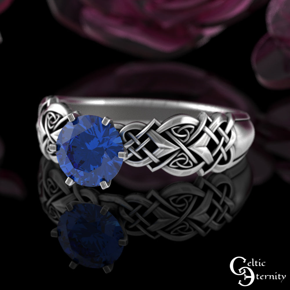 Sterling Celtic Woven Heart Engagement Ring - Alexandrite Solitaire, 4017