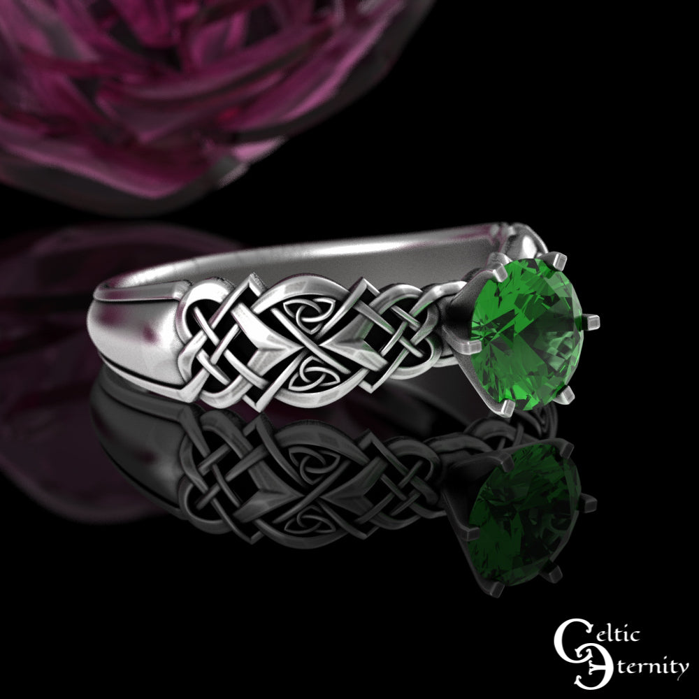 Sterling Celtic Woven Heart Engagement Ring - Alexandrite Solitaire, 4017