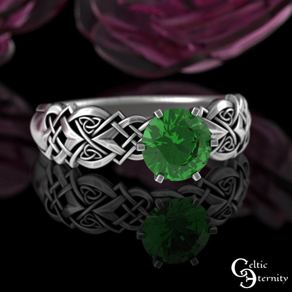 Sterling Celtic Woven Heart Engagement Ring - Alexandrite Solitaire, 4017