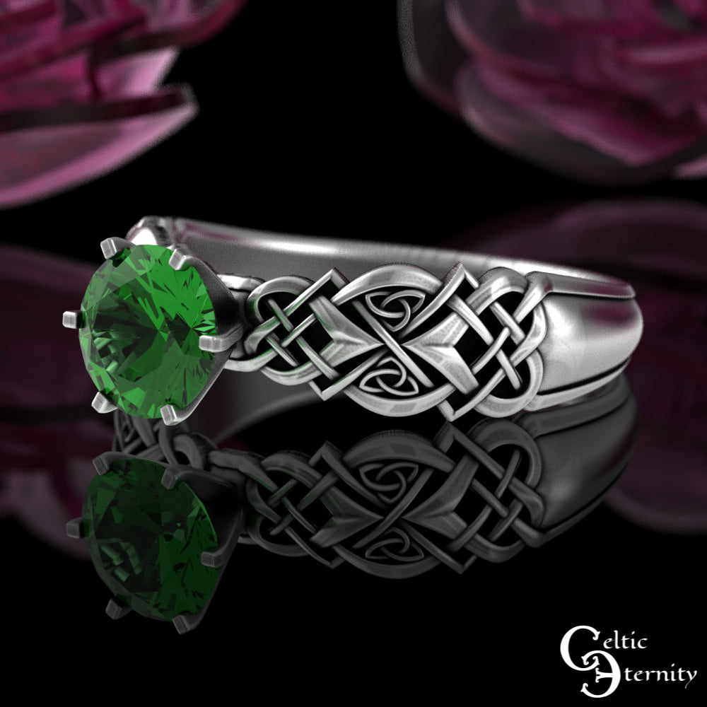 Sterling Celtic Woven Heart Engagement Ring - Alexandrite Solitaire, 4017
