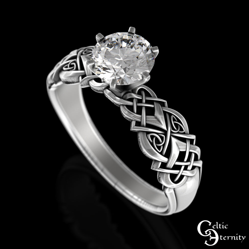 Sterling Celtic Woven Heart Engagement Ring - Alexandrite Solitaire, 4017