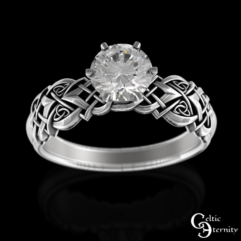 Sterling Celtic Woven Heart Engagement Ring - Alexandrite Solitaire, 4017