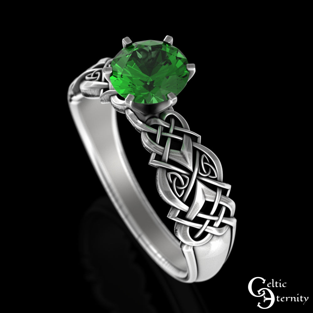Sterling Celtic Woven Heart Engagement Ring - Alexandrite Solitaire, 4017