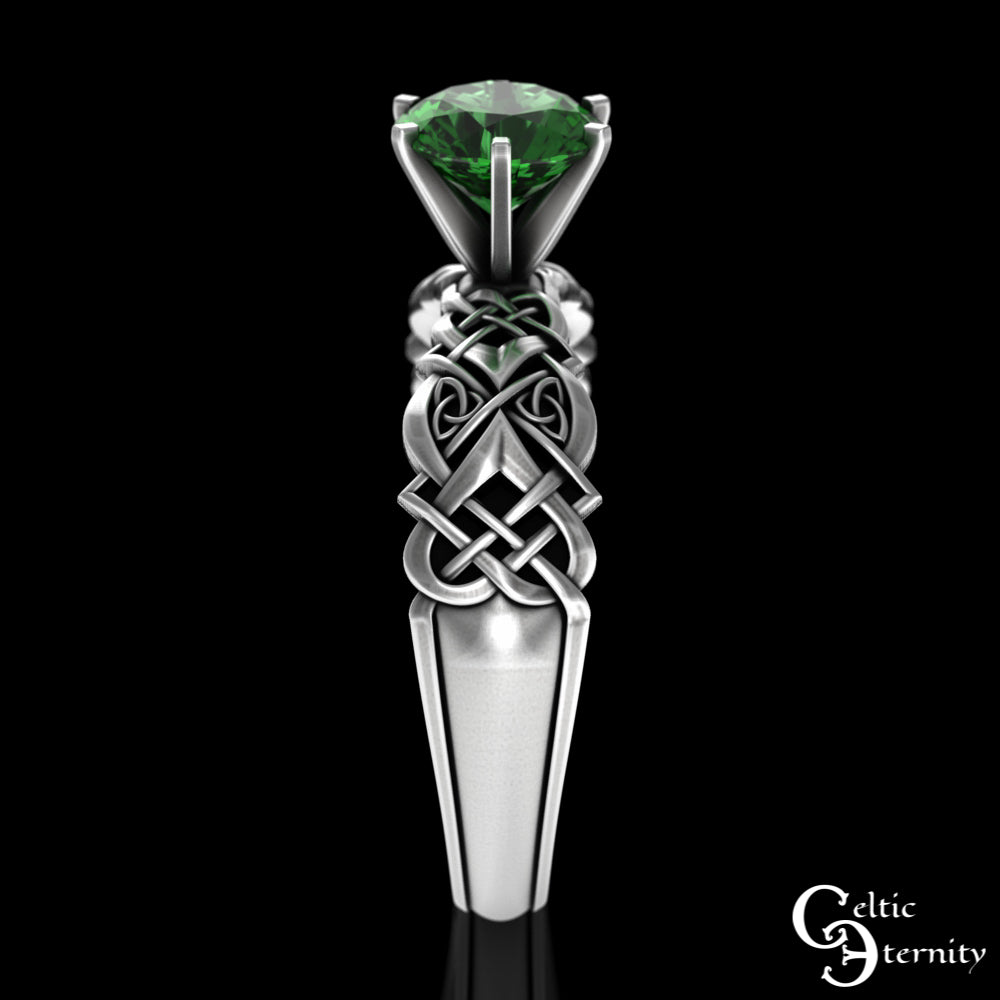 Sterling Celtic Woven Heart Engagement Ring - Alexandrite Solitaire, 4017