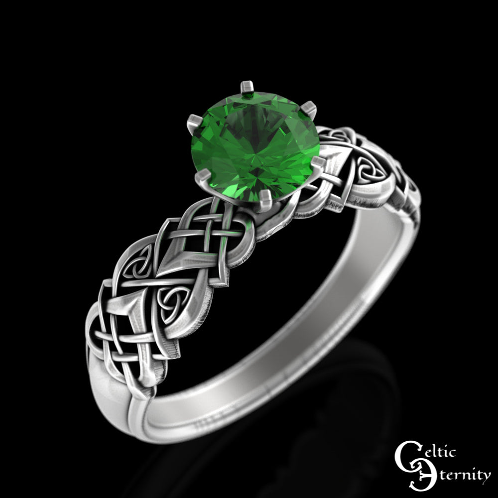 Sterling Celtic Woven Heart Engagement Ring - Alexandrite Solitaire, 4017