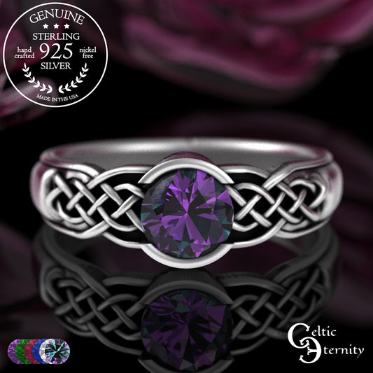 Sterling Woman's Alexandrite Celtic Bezel Engagement Ring, 4062