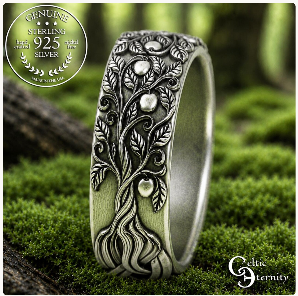 Sterling Silver Celtic Woven Tree of Life Wedding Band, 3354
