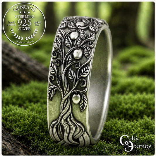 Sterling Silver Celtic Woven Tree of Life Wedding Band, 3354