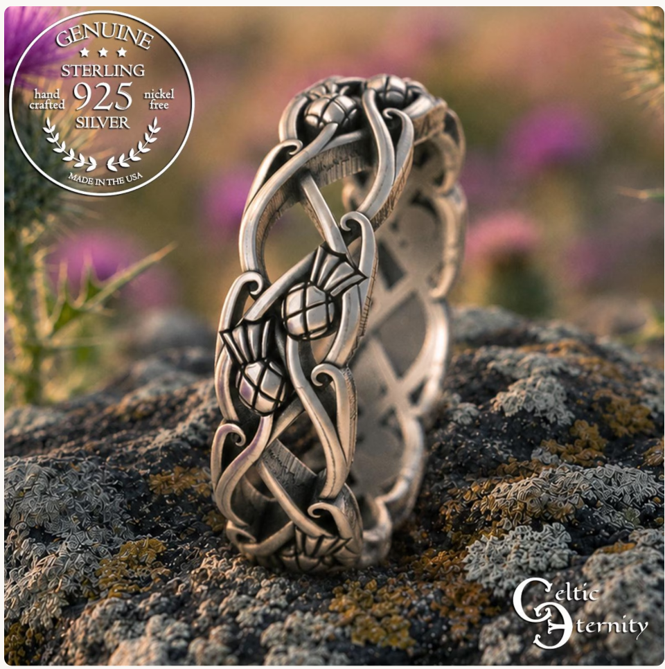 Woman's Sterling Irish Woven Thistle Wedding Band, 3301