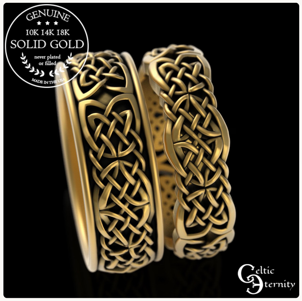 Sterling Silver Men's Scottish Knotwork Wedding Band, 3210