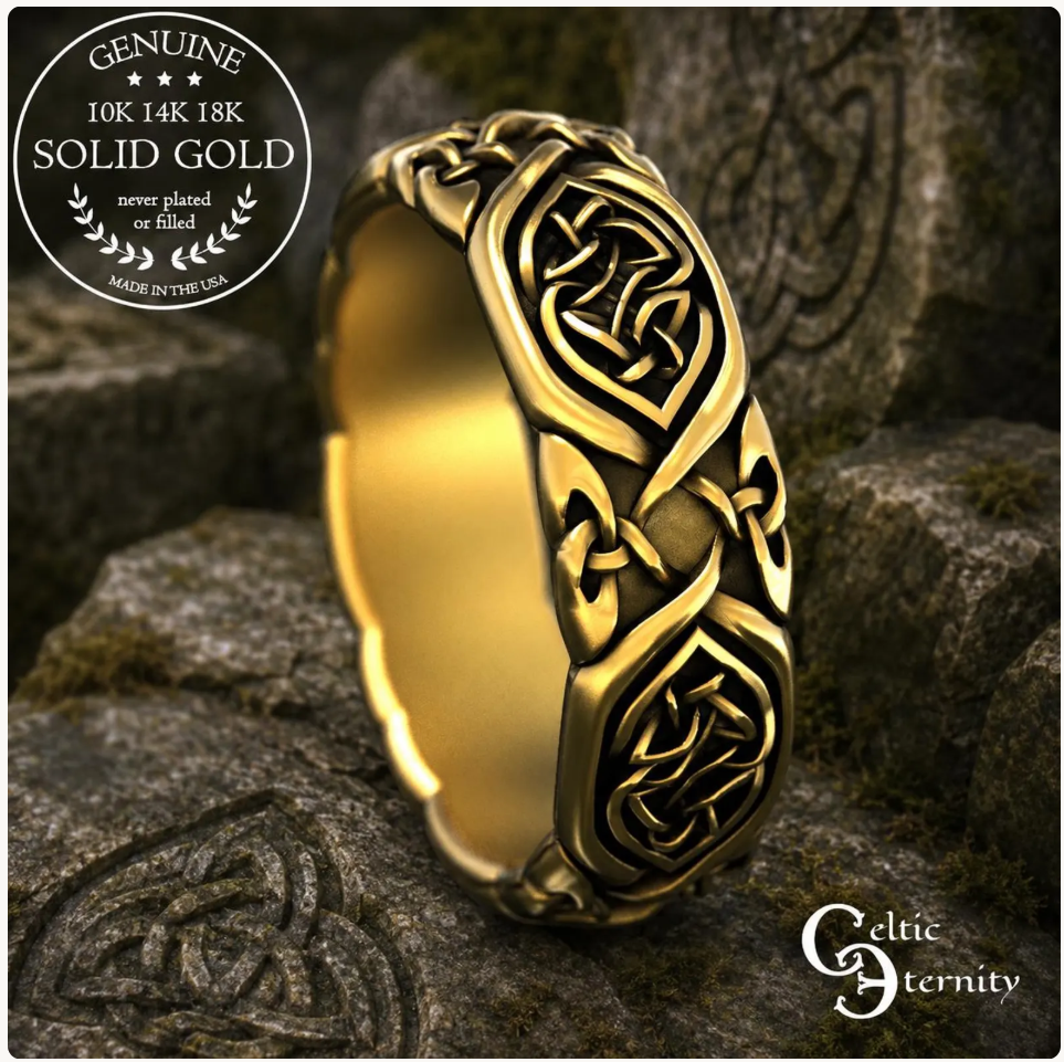 Gold or Platinum Celtic Woven Hearts Wedding Band - Trinity Knot Weave, 2007