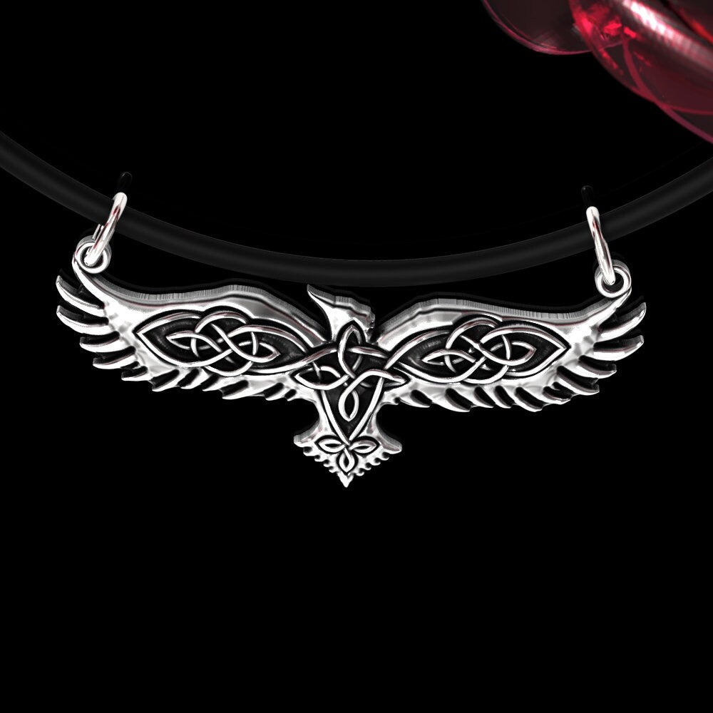 Sterling Silver Raven Pendant for Viking Nordic Necklace, 151