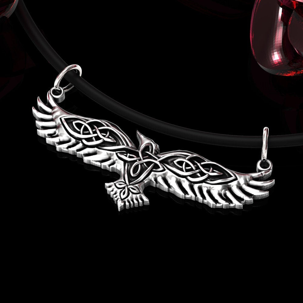 Sterling Silver Raven Pendant for Viking Nordic Necklace, 151