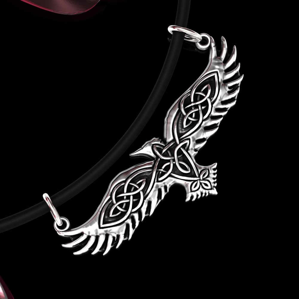 Sterling Silver Raven Pendant for Viking Nordic Necklace, 151