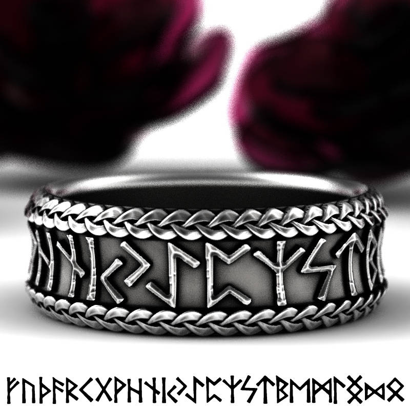Viking Rune Ring, Silver Rune Wedding Band, Silver Rune Ring, Magical Jewelry, Rune Jewelry, Norse Ring, Viking Rune Sterling Ring, 1791