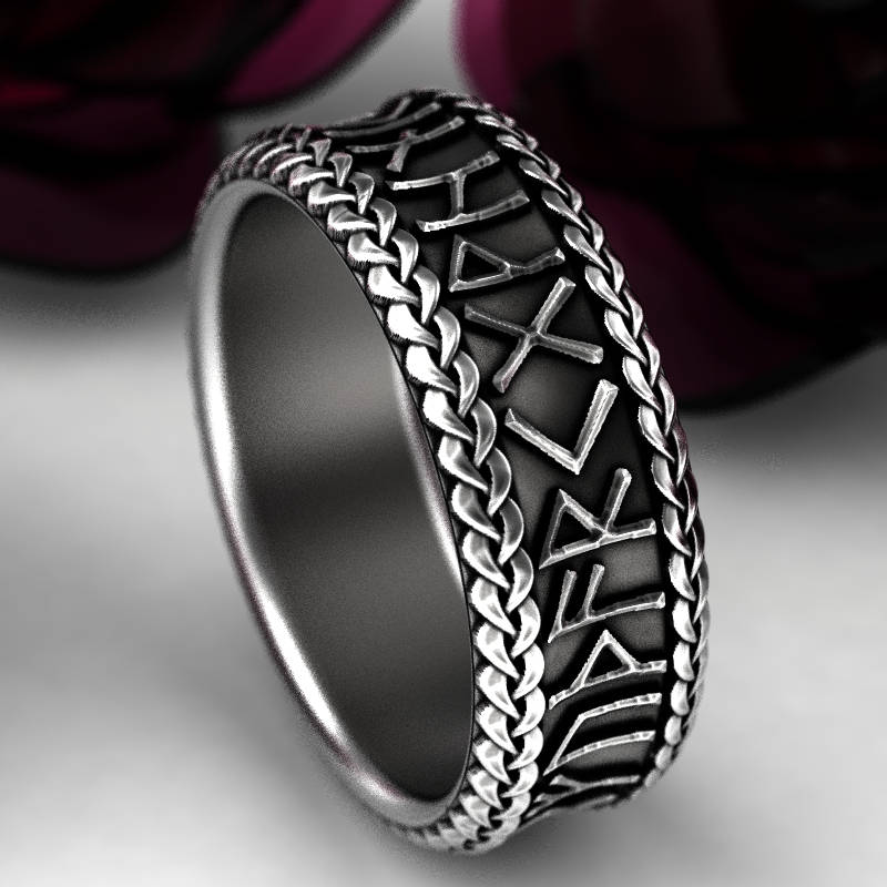 Viking Rune Ring, Silver Rune Wedding Band, Silver Rune Ring, Magical Jewelry, Rune Jewelry, Norse Ring, Viking Rune Sterling Ring, 1791