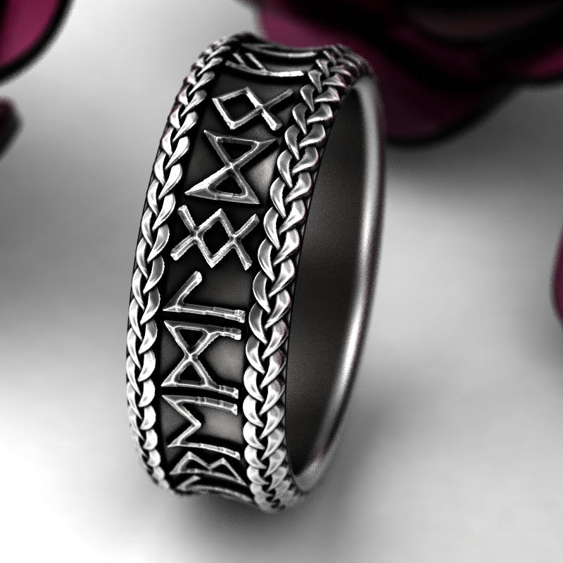 Viking Rune Ring, Silver Rune Wedding Band, Silver Rune Ring, Magical Jewelry, Rune Jewelry, Norse Ring, Viking Rune Sterling Ring, 1791