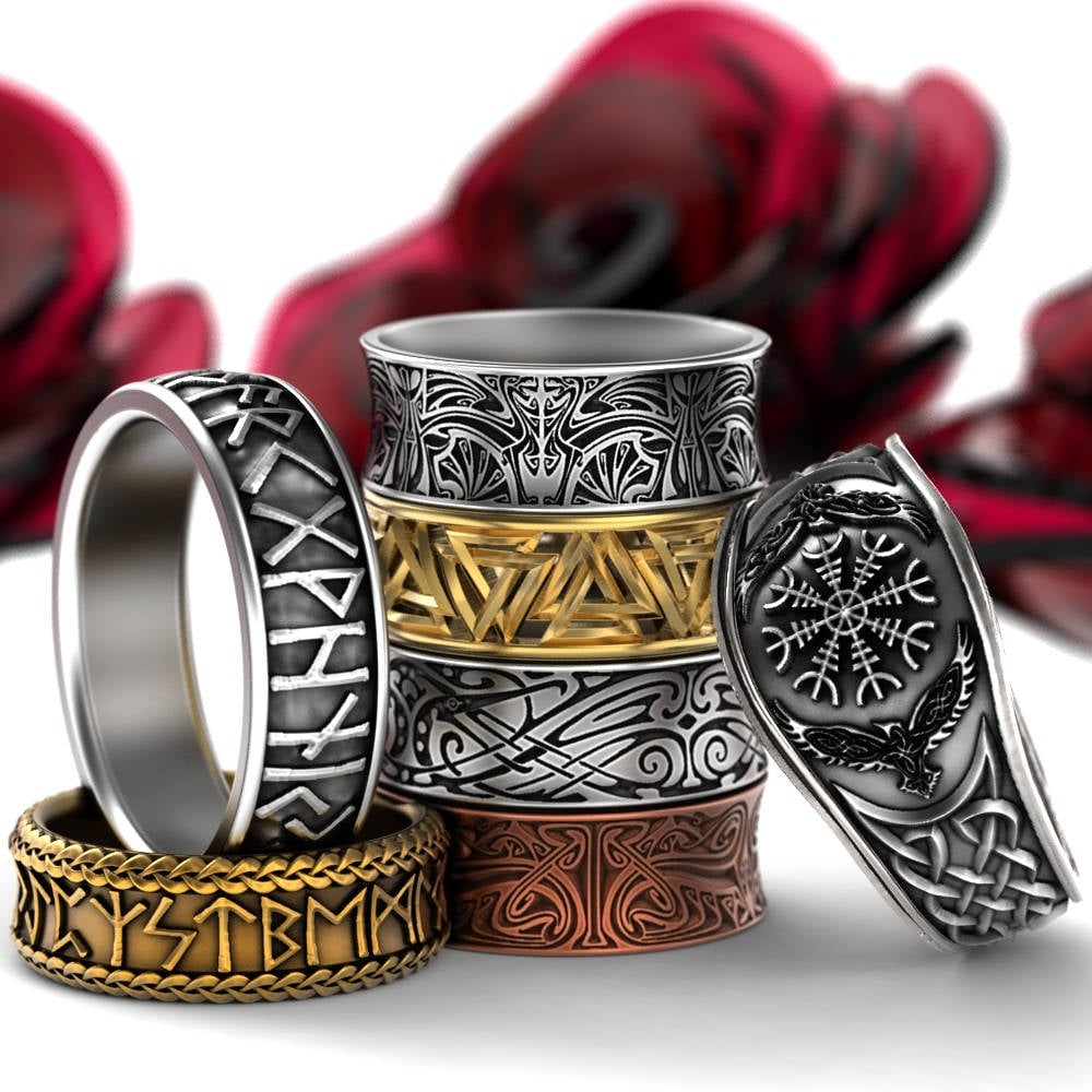 Viking Rune Ring, Silver Rune Wedding Band, Silver Rune Ring, Magical Jewelry, Rune Jewelry, Norse Ring, Viking Rune Sterling Ring, 1791