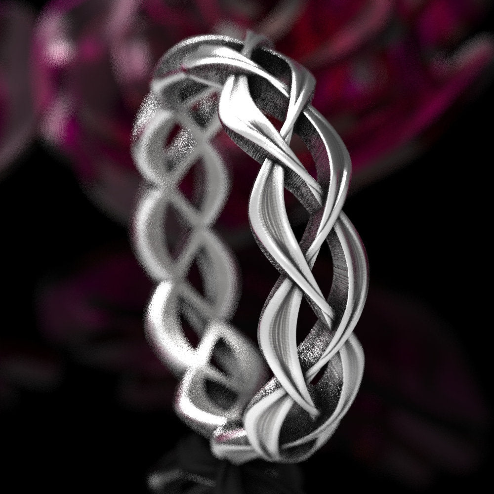 Celtic Wedding Ring In Sterling Silver, Woven Celtic Wedding Ring, Womens Wedding Band, Celtic Eternity Ring, Celtic Knot Wedding Ring 1328