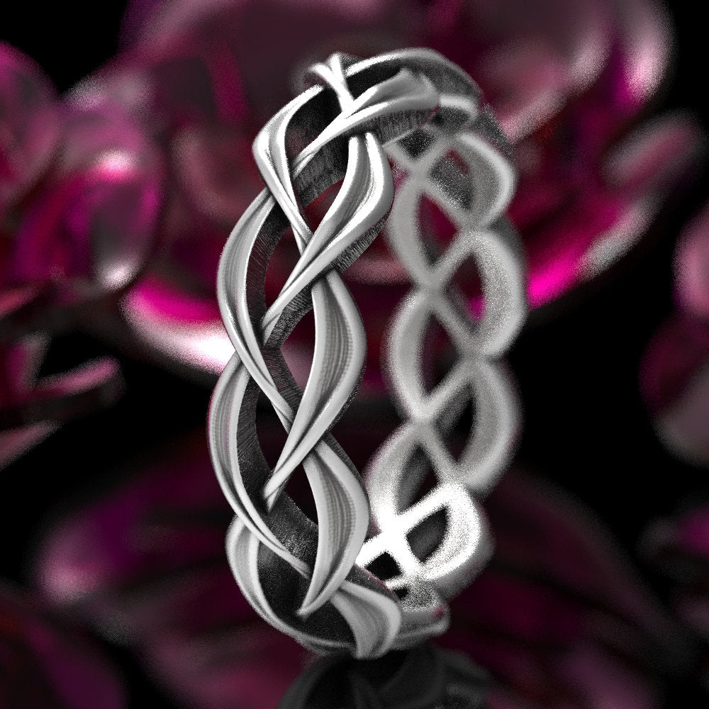 Celtic Wedding Ring In Sterling Silver, Woven Celtic Wedding Ring, Womens Wedding Band, Celtic Eternity Ring, Celtic Knot Wedding Ring 1328