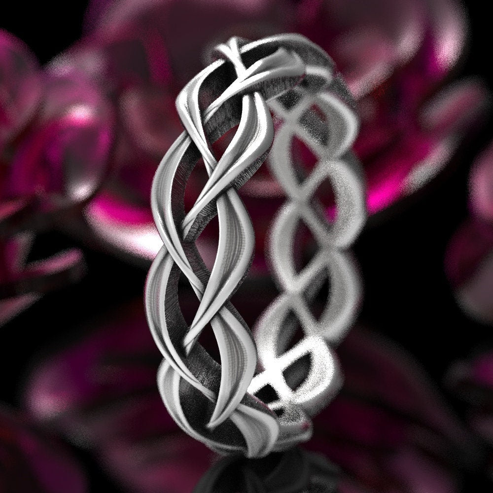 His & Hers Wedding Ring Set, Celtic Woven Wedding Ring Set in Sterling Silver, Matching His and Hers Wedding Bands, Celtic Wedding 1328 1329