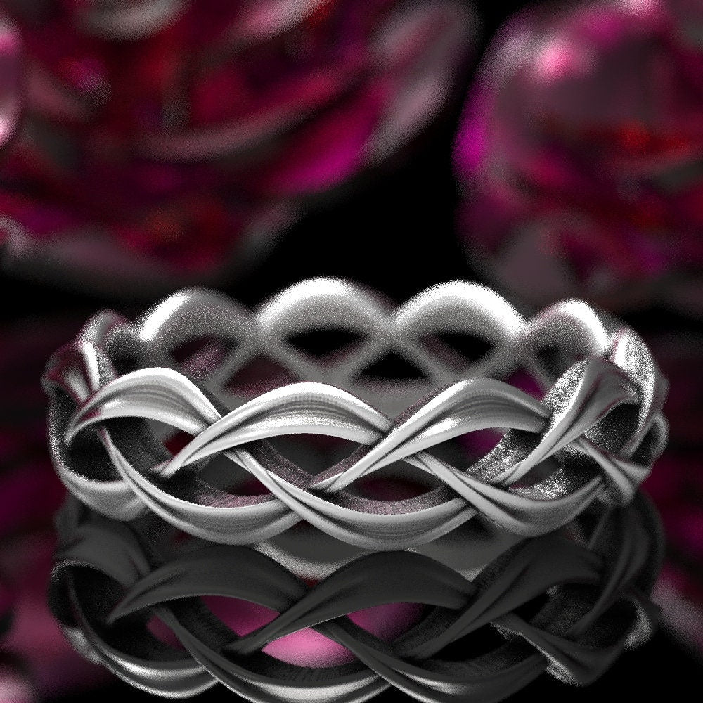 His & Hers Wedding Ring Set, Celtic Woven Wedding Ring Set in Sterling Silver, Matching His and Hers Wedding Bands, Celtic Wedding 1328 1329