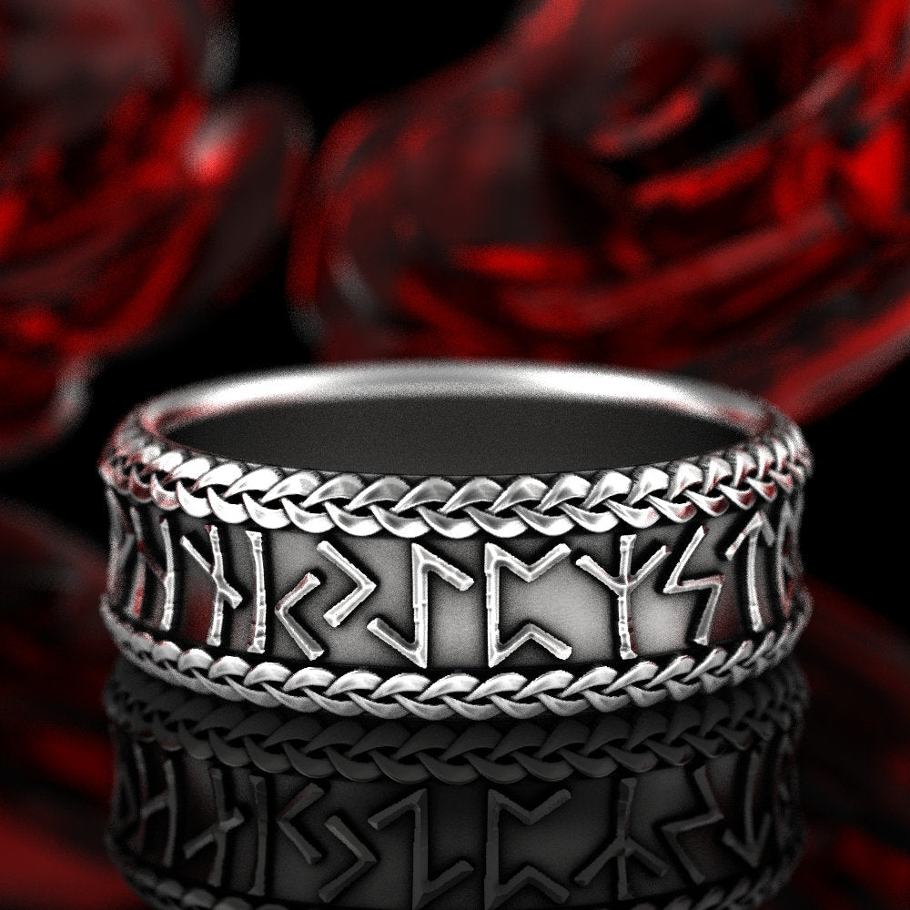 Viking Rune Ring, Silver Rune Wedding Band, Silver Rune Ring, Magical Jewelry, Rune Jewelry, Norse Ring, Viking Rune Sterling Ring, 1791