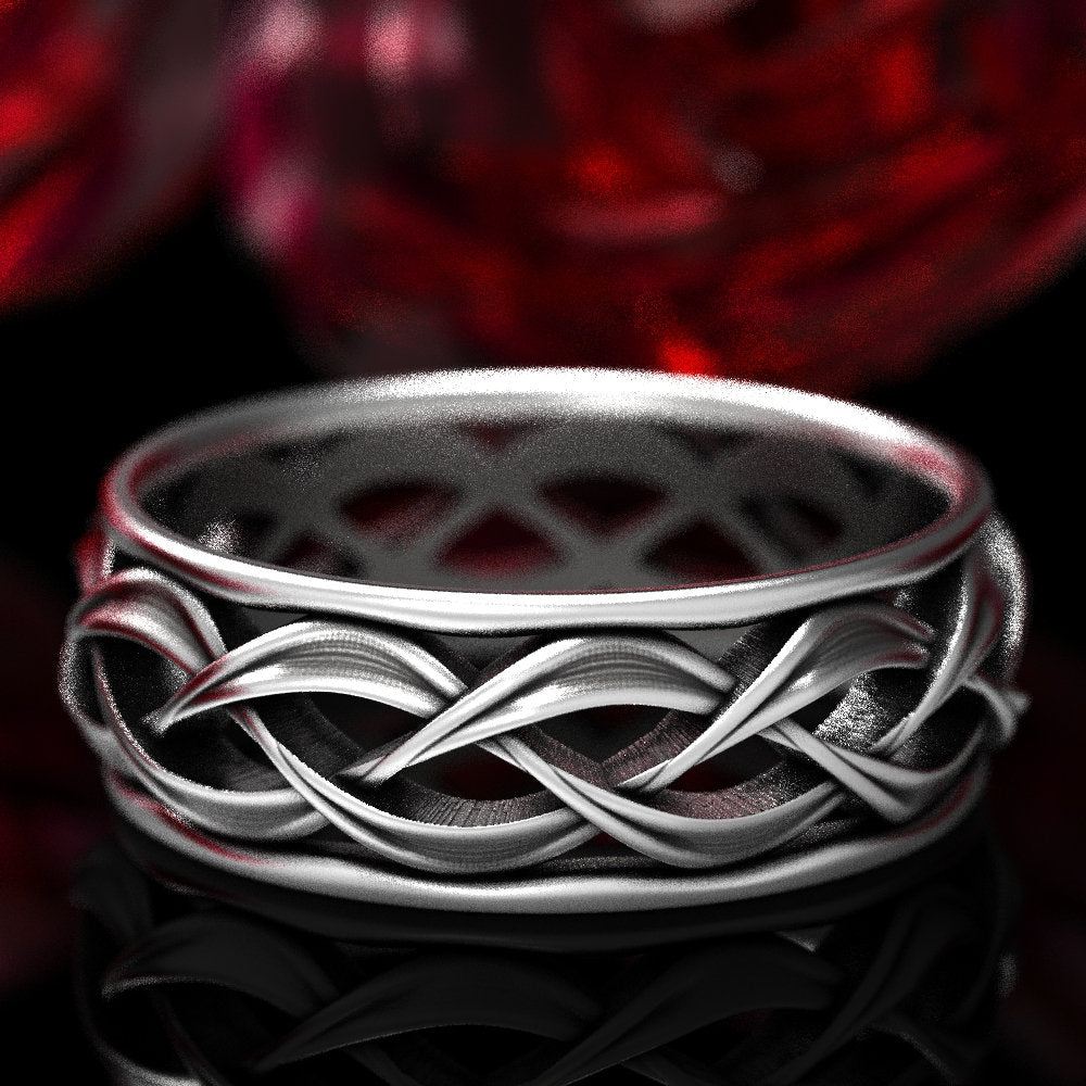 Mens Celtic Ring, Sterling Silver Celtic Wedding Band, Mens Silver Ring, Celtic Braided Ring, Mens Celtic Wedding Ring, 1329