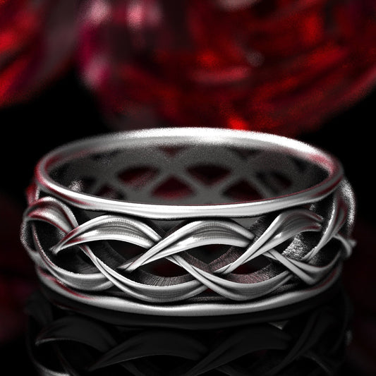 Mens Celtic Ring, Sterling Silver Celtic Wedding Band, Mens Silver Ring, Celtic Braided Ring, Mens Celtic Wedding Ring, 1329