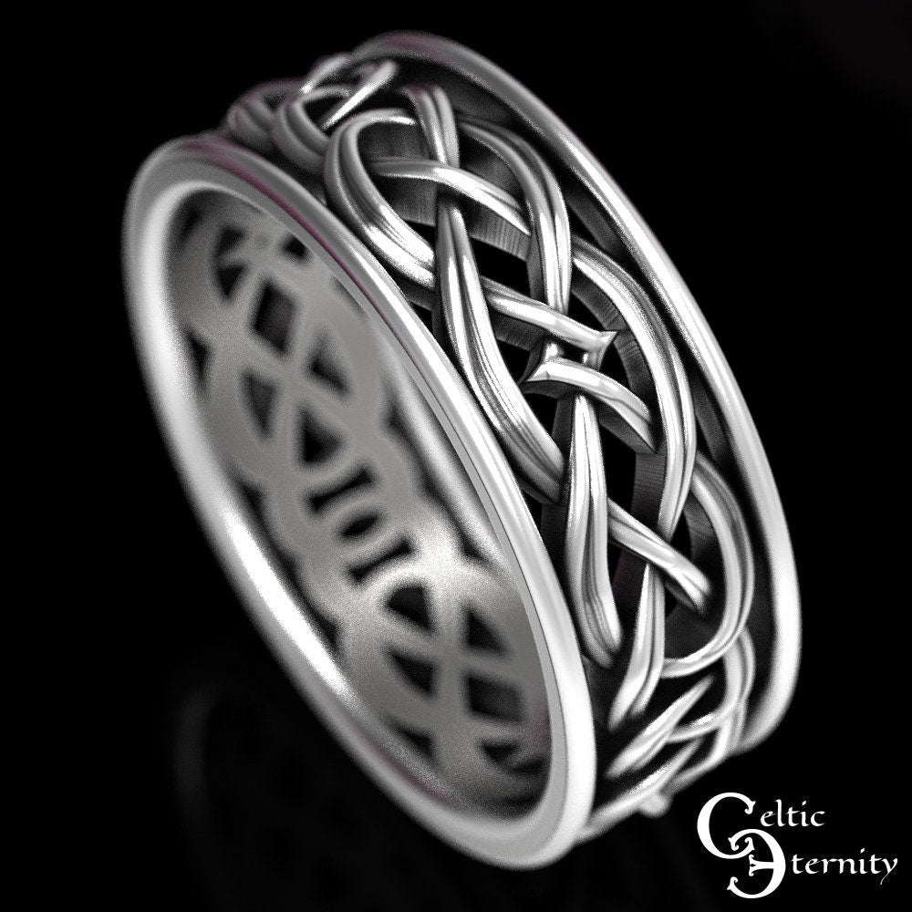Matching Celtic Wedding Bands, Sterling Celtic Ring Set, Wedding Ring Set, Matching Silver Rings, Celtic Wedding Ring Set, 1403 1648