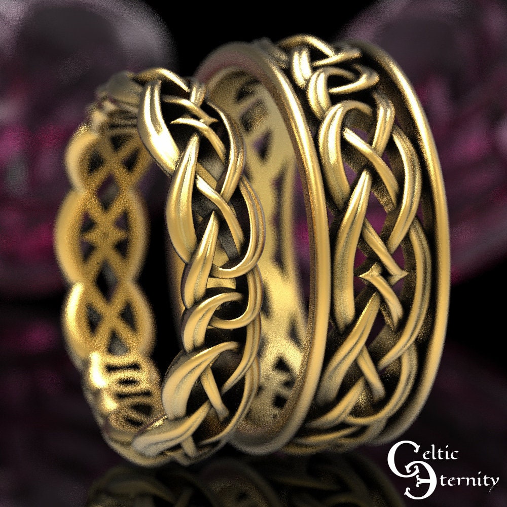 Matching Celtic Wedding Bands, Sterling Celtic Ring Set, Wedding Ring Set, Matching Silver Rings, Celtic Wedding Ring Set, 1403 1648