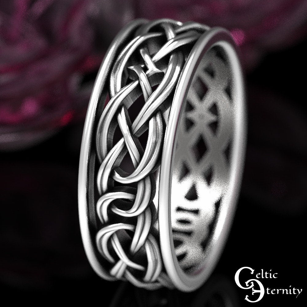 Matching Celtic Wedding Bands, Sterling Celtic Ring Set, Wedding Ring Set, Matching Silver Rings, Celtic Wedding Ring Set, 1403 1648