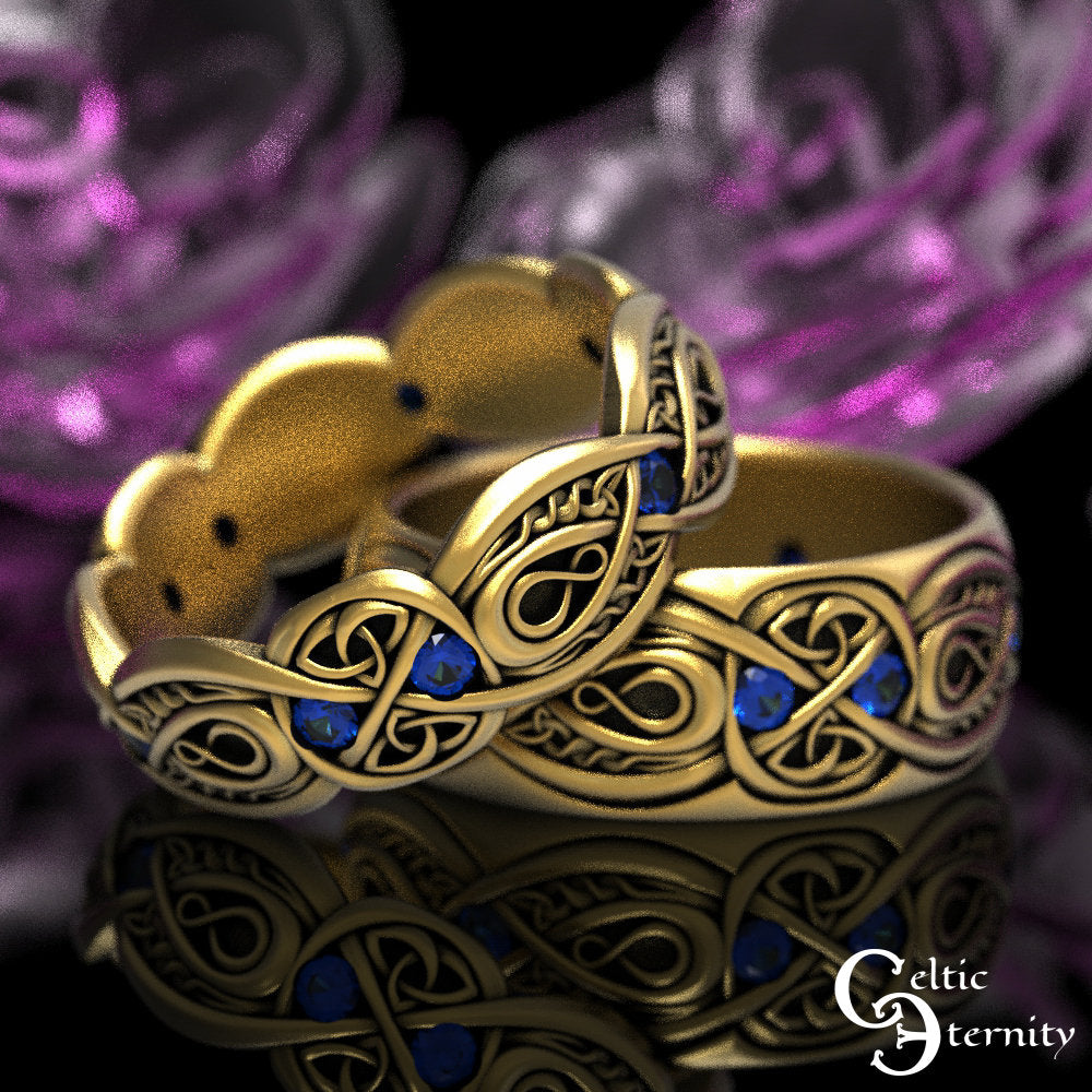 Mens Celtic Wedding Band, Sterling & Sapphire, Wide Wedding Band, Mens Infinity Ring, Mens Celtic Ring, Mens Infinity Wedding Ring, 1642