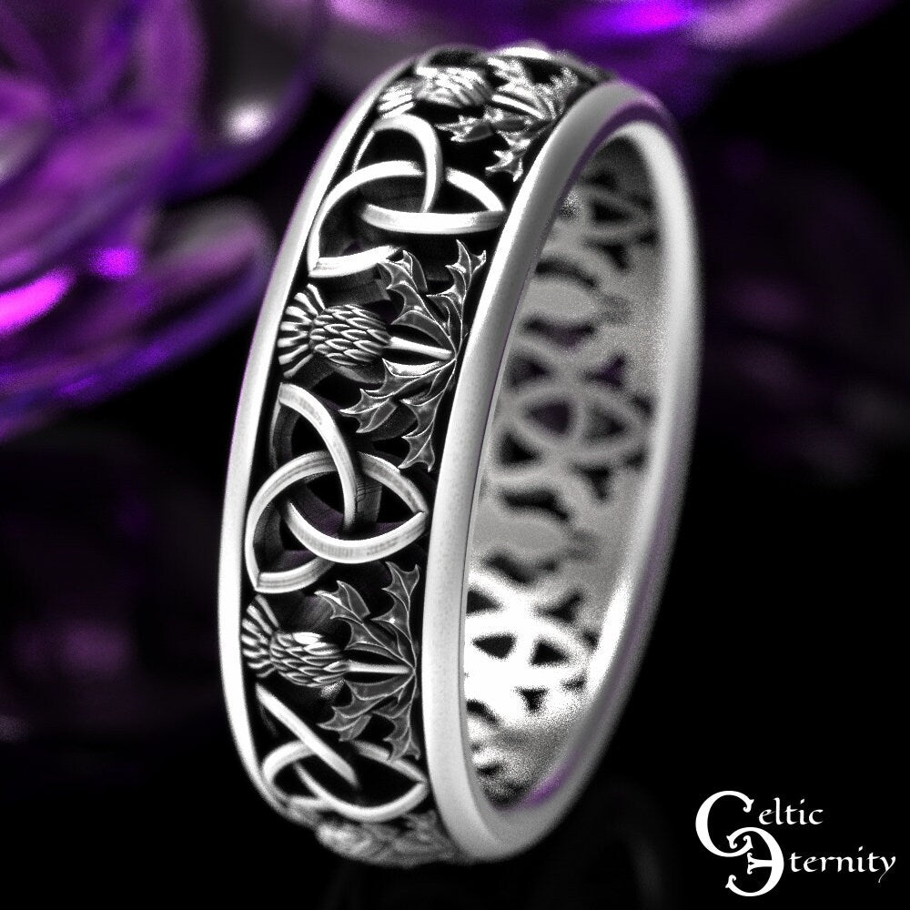 Simple Celtic Ring, Scottish Thistle Ring, Classic Thistle Ring, Scottish Wedding Band, Classic Irish Ring, Thistle Wedding Band, 1811