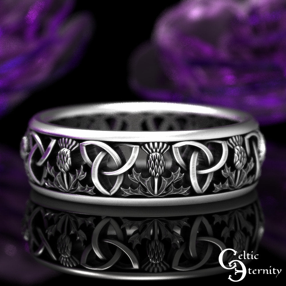 Simple Celtic Ring, Scottish Thistle Ring, Classic Thistle Ring, Scottish Wedding Band, Classic Irish Ring, Thistle Wedding Band, 1811