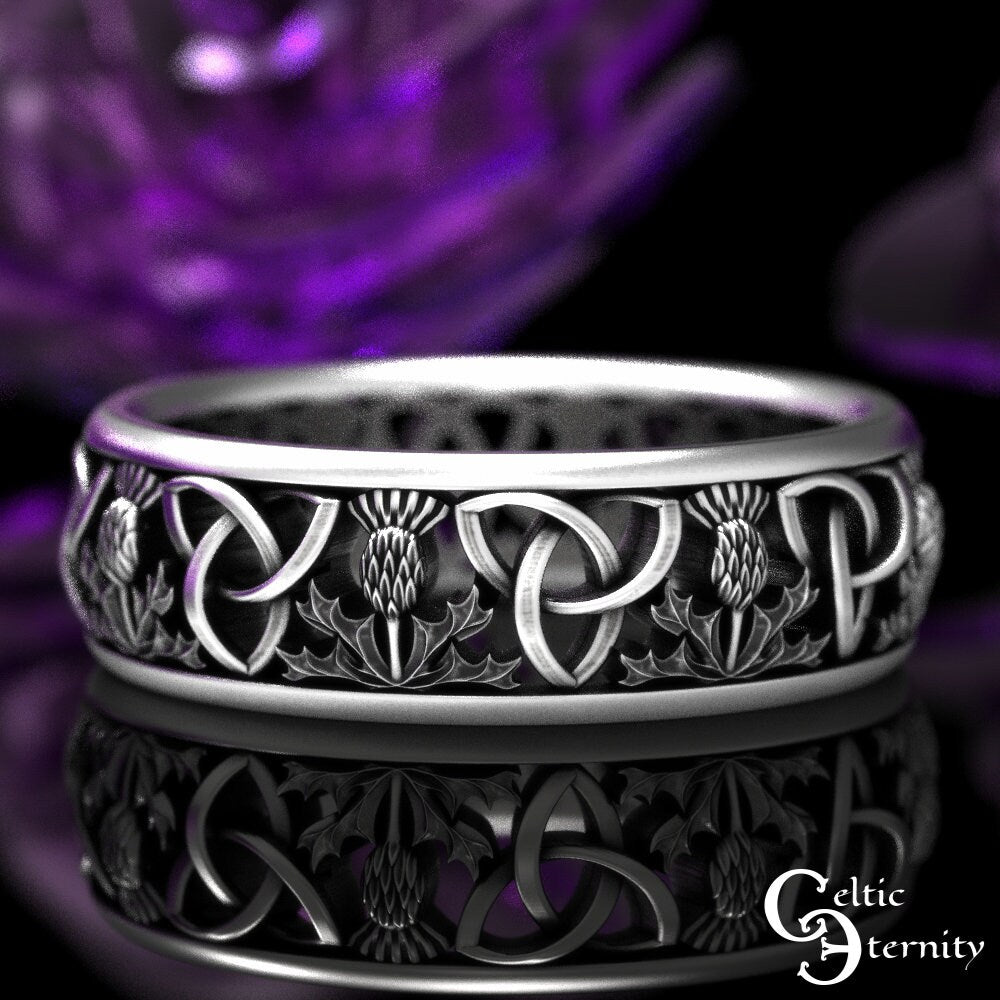 Simple Celtic Ring, Scottish Thistle Ring, Classic Thistle Ring, Scottish Wedding Band, Classic Irish Ring, Thistle Wedding Band, 1811