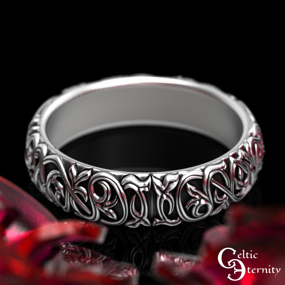Norse Dragon Ring, Sterling Celtic Dragon Wedding Band, Womens Dragon Ring, Entwined Dragons Ring, Silver Viking Dragon Ring, 1803