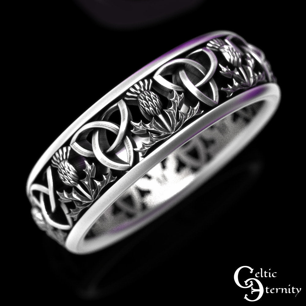 Simple Celtic Ring, Scottish Thistle Ring, Classic Thistle Ring, Scottish Wedding Band, Classic Irish Ring, Thistle Wedding Band, 1811