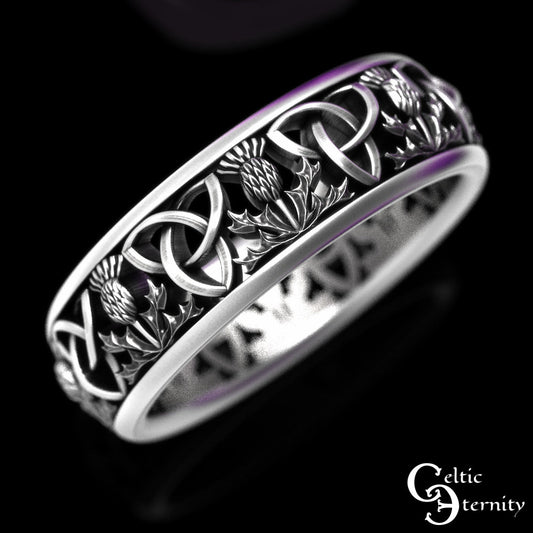 Simple Celtic Ring, Scottish Thistle Ring, Classic Thistle Ring, Scottish Wedding Band, Classic Irish Ring, Thistle Wedding Band, 1811