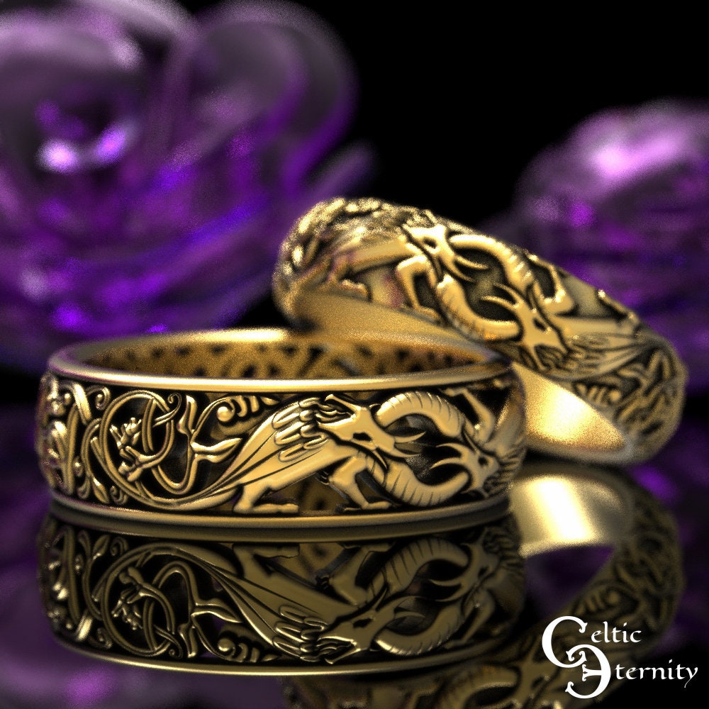 Norse Dragon Ring, Sterling Celtic Dragon Wedding Band, Womens Dragon Ring, Entwined Dragons Ring, Silver Viking Dragon Ring, 1803