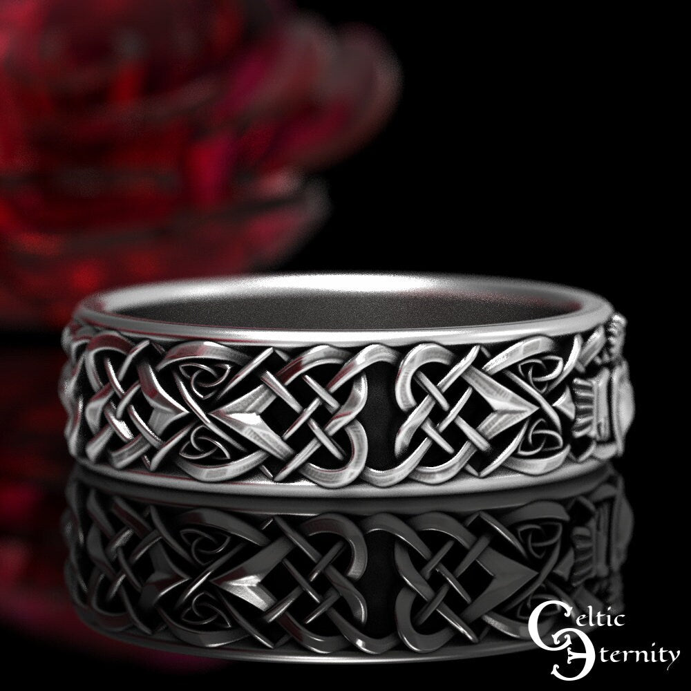 Sterling Silver Claddagh Ring Set, His Hers Claddagh Set, Matching Irish Heart Rings, Irish Wedding Band Set, Silver Claddagh, 1890 1891