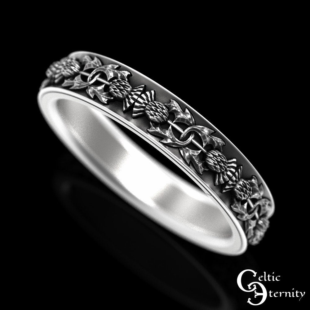 Sterling Silver Thistle Wedding Ring, Womens Thistle Wedding Ring, Scottish Thistle Ring, Sterling Celtic Thistle Ring, Silver Thistle, 1771