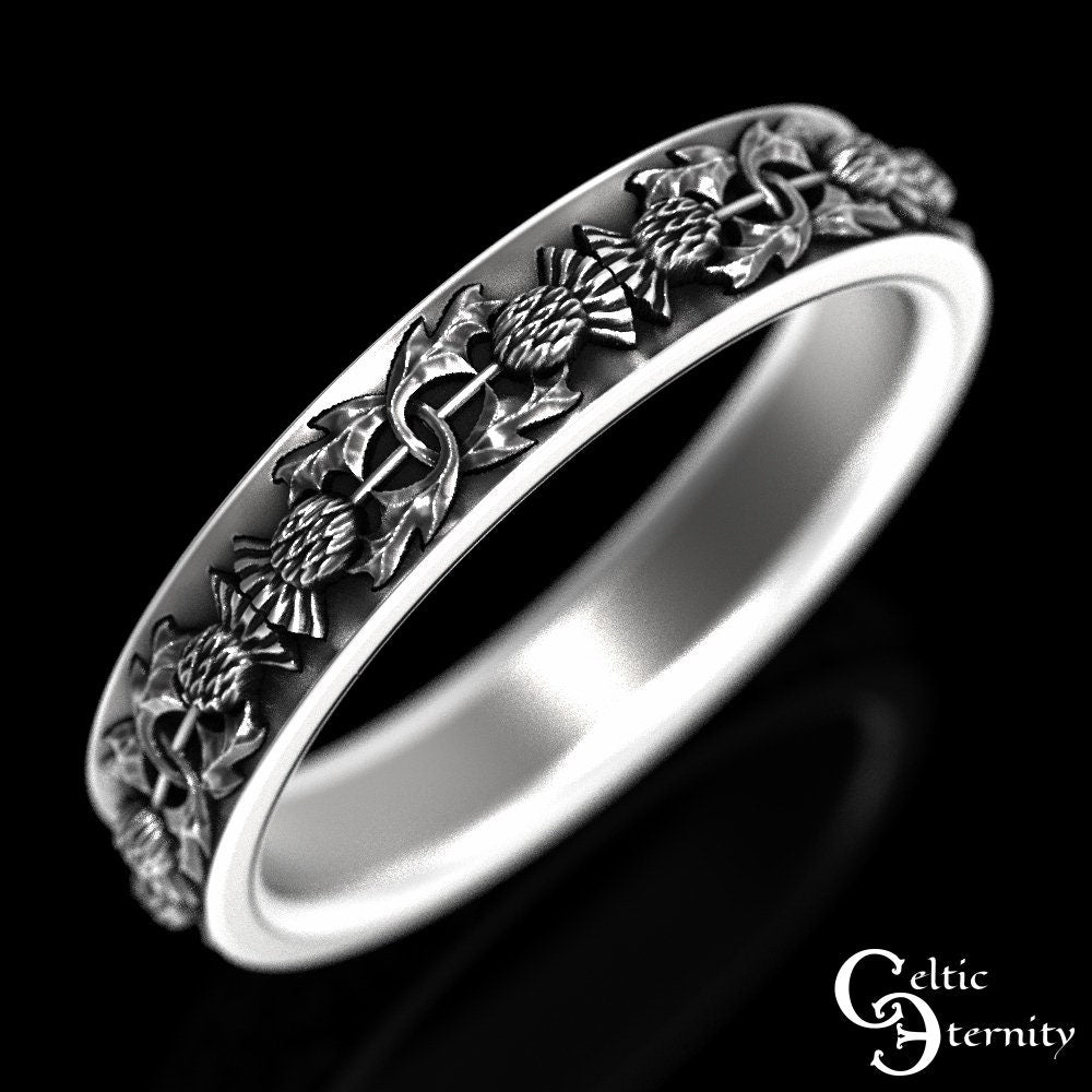 Sterling Silver Thistle Wedding Ring, Womens Thistle Wedding Ring, Scottish Thistle Ring, Sterling Celtic Thistle Ring, Silver Thistle, 1771