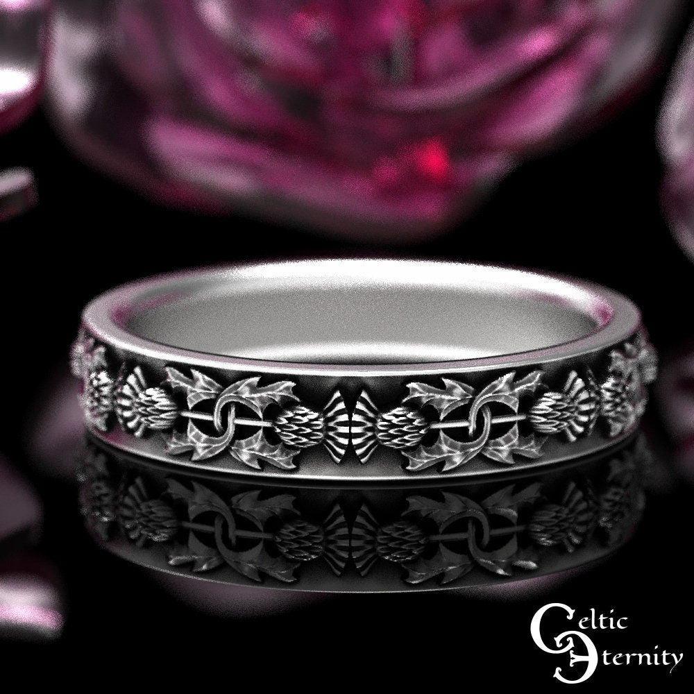 Sterling Silver Thistle Wedding Ring, Womens Thistle Wedding Ring, Scottish Thistle Ring, Sterling Celtic Thistle Ring, Silver Thistle, 1771