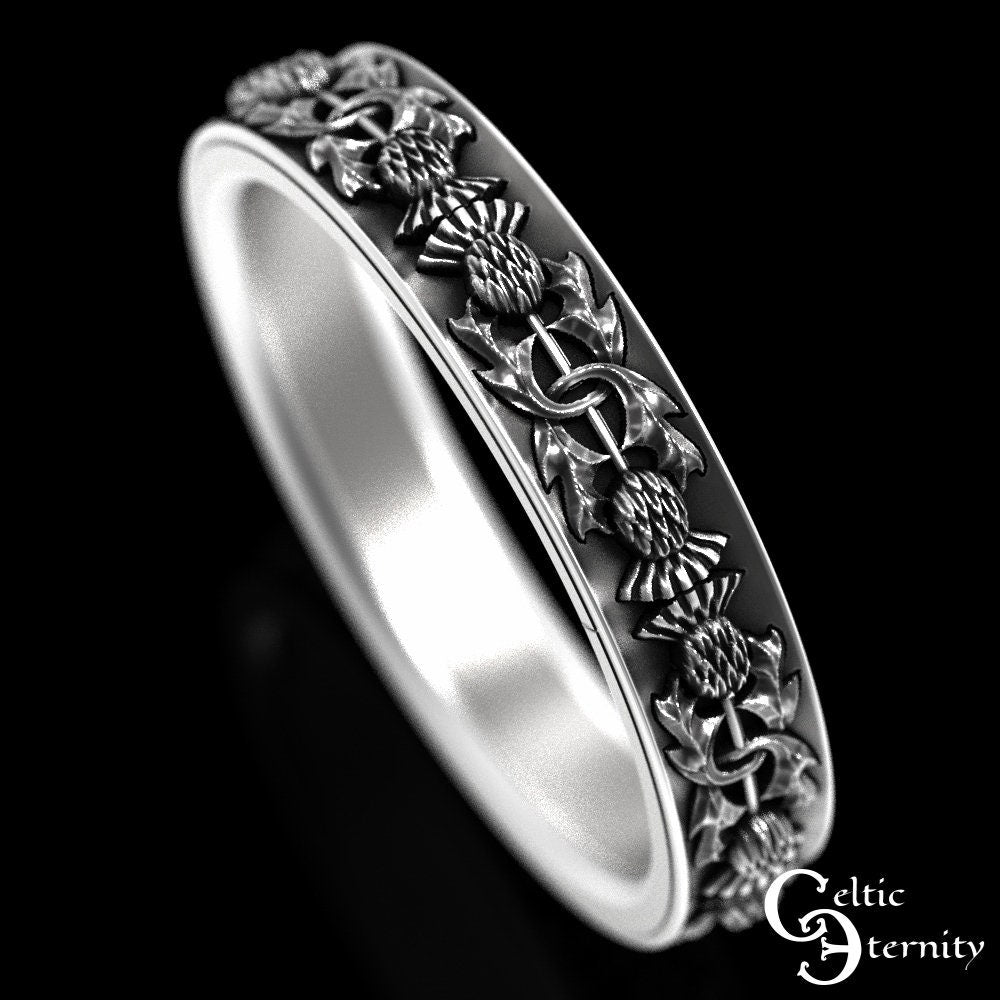 Sterling Silver Thistle Wedding Ring, Womens Thistle Wedding Ring, Scottish Thistle Ring, Sterling Celtic Thistle Ring, Silver Thistle, 1771