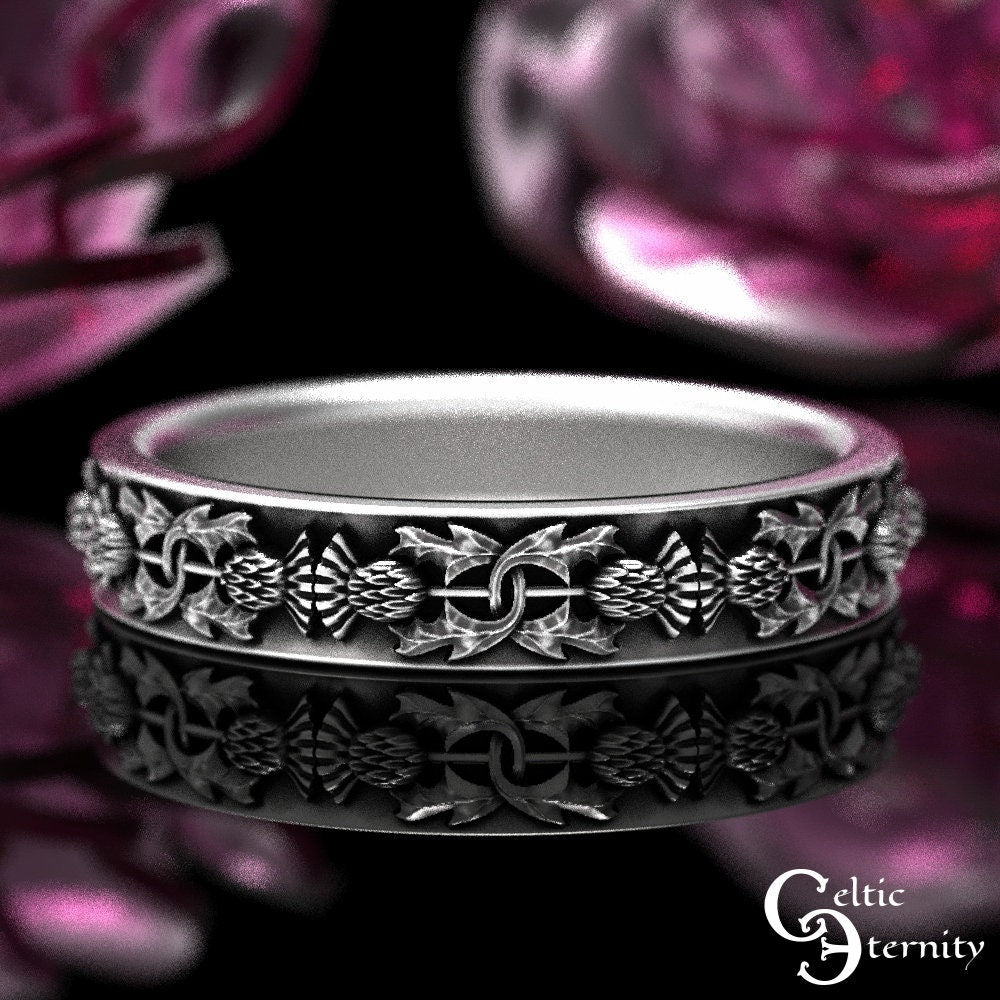 Sterling Silver Thistle Wedding Ring, Womens Thistle Wedding Ring, Scottish Thistle Ring, Sterling Celtic Thistle Ring, Silver Thistle, 1771