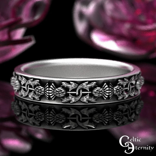 Sterling Silver Thistle Wedding Ring, Womens Thistle Wedding Ring, Scottish Thistle Ring, Sterling Celtic Thistle Ring, Silver Thistle, 1771